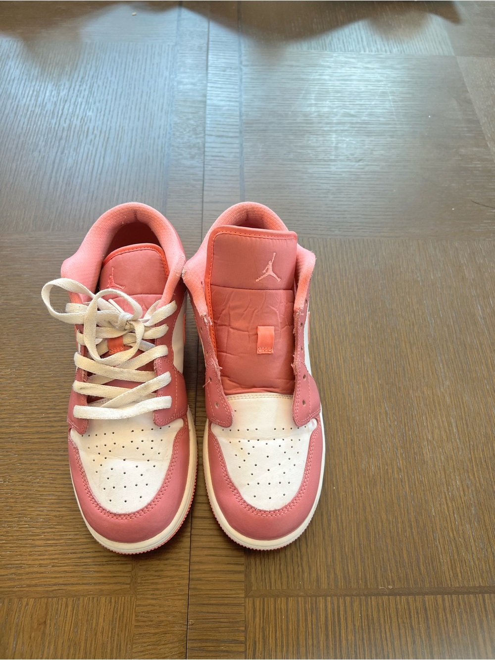 Jordan Pink and White Low-Top Sneakers